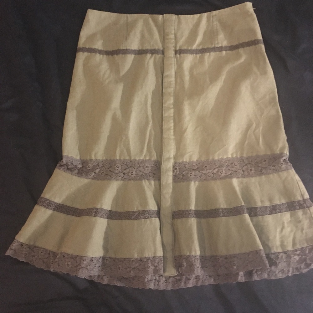Green wool and lace free people midi skirt